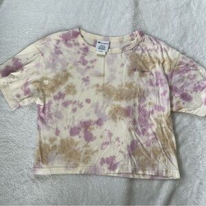 Champion Tie-Dye cropped T-Shirt - Purple and Tan